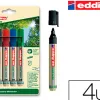 Marqueur edding e-28 ecoline tableau blanc rechargeable pointe ogive 1,5/3mm encre cap-off effacable a sec set 4