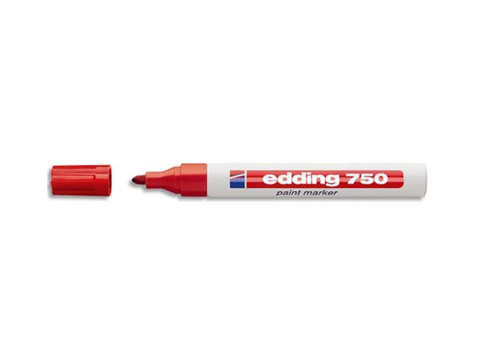 Marqueur edding e750 pointe moyenne tracé 2/4mm encre laquée opaque tous types matériaux résistant chaleur couleur rouge