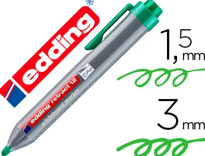 Marqueur edding e12 tableau blanc rétractable rechargeable pointe ogive 1.5/3mm effaçable à sec coloris vert