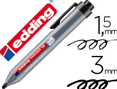 Marqueur edding e12 tableau blanc rétractable rechargeable pointe ogive 1.5/3mm effaçable à sec coloris noir