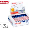 Marqueur edding e-660 tableaux blancs effacable a sec pointe moyenne trace 1,5/3mm bleu pack 17 + 3