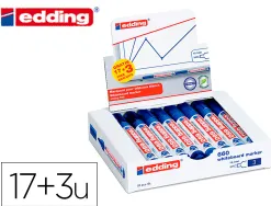 Marqueur edding e-660 tableaux blancs effacable a sec pointe moyenne trace 1,5/3mm bleu pack 17 + 3