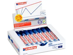 Marqueur edding e-660 tableaux blancs effacable a sec pointe moyenne trace 1,5/3mm bleu pack 17 + 3