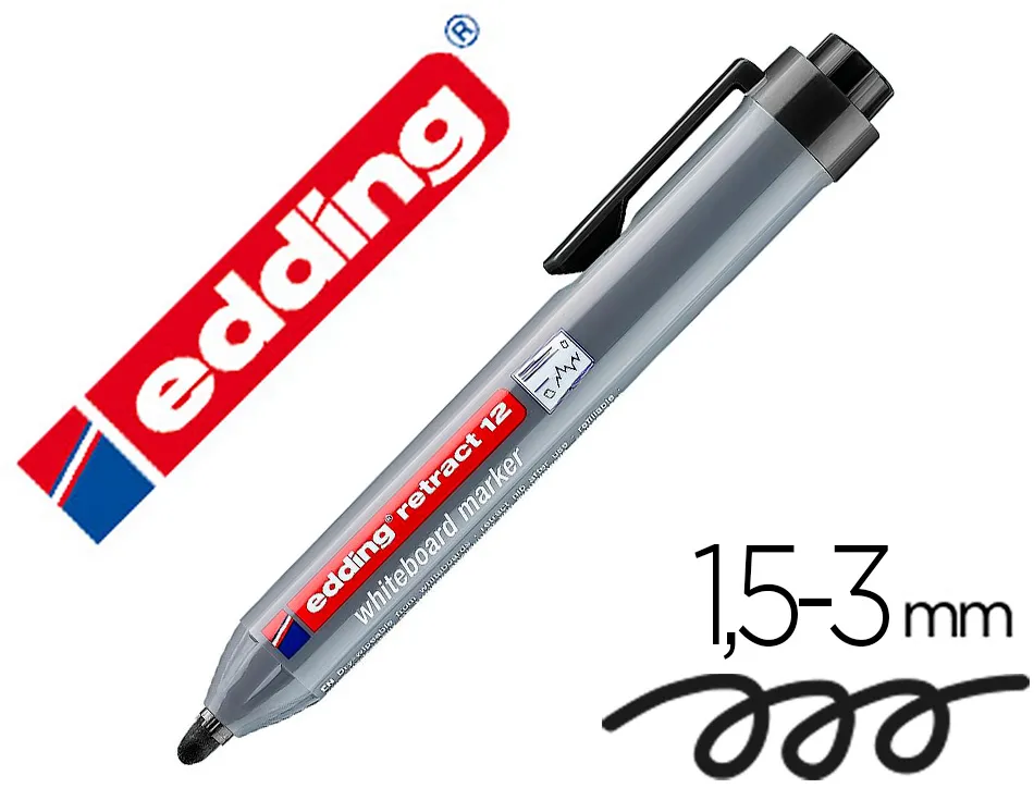 Marqueur edding e12 tableau blanc rétractable rechargeable pointe ogive 1.5/3mm effaçable à sec pochette 4 unités