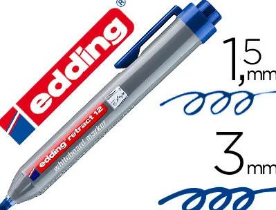 Marqueur edding e12 tableau blanc rétractable rechargeable pointe ogive 1.5/3mm effaçable à sec coloris bleu