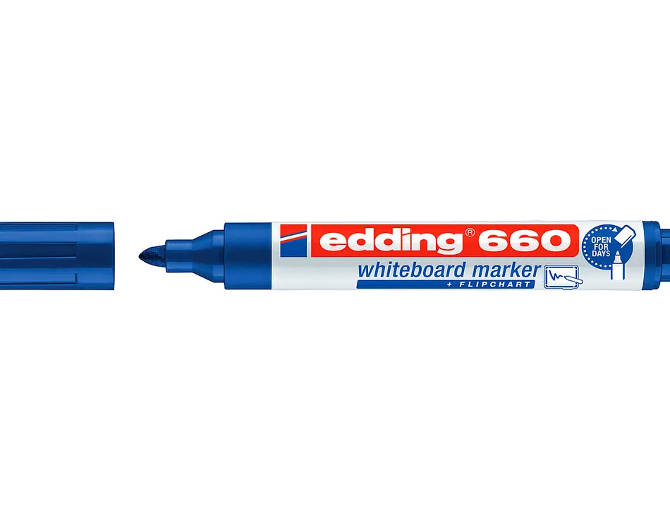 Marqueur edding e660 tableau blanc rechargeable pointe ogive tracé 1.5/3mm encre cap-off pigmentée non toxique bleu