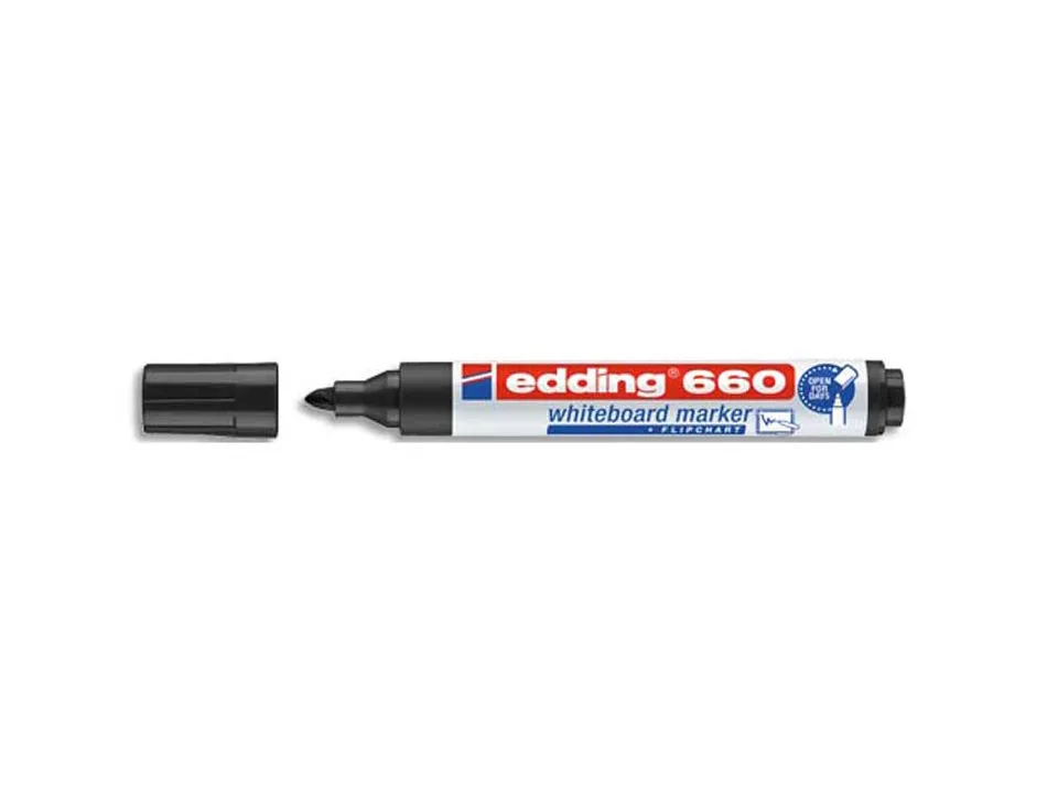 Marqueur edding e660 tableau blanc rechargeable pointe ogive tracé 1.5/3mm encre cap-off pigmentée non toxique noir