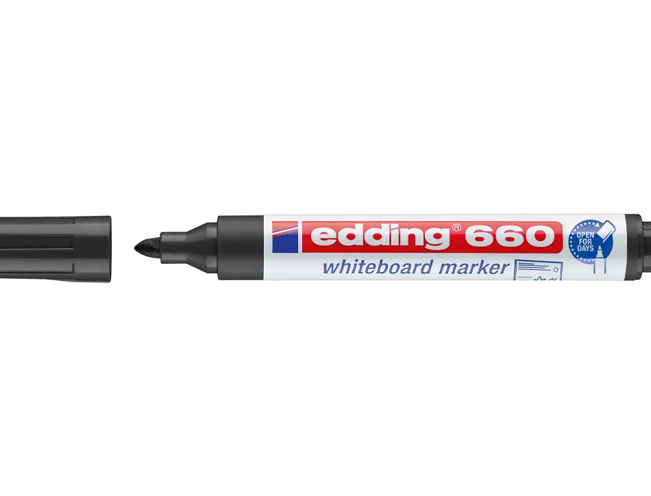 Marqueur edding e660 tableau blanc rechargeable pointe ogive tracé 1.5/3mm encre cap-off pigmentée non toxique noir