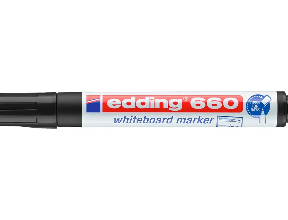 Marqueur edding e660 tableau blanc rechargeable pointe ogive tracé 1.5/3mm encre cap-off pigmentée non toxique noir