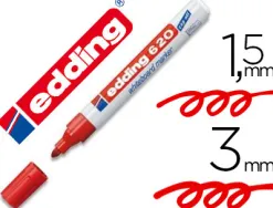 Marqueur edding e620 tableau blanc pointe ogive corps métal encre cap-off effaçable pigmentée faible odeur couleur rouge