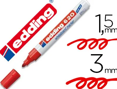 Marqueur edding e620 tableau blanc pointe ogive corps métal encre cap-off effaçable pigmentée faible odeur couleur rouge