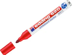 Marqueur edding e620 tableau blanc pointe ogive corps métal encre cap-off effaçable pigmentée faible odeur couleur rouge