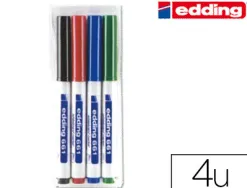 Marqueur edding e661 tableau blanc pointe fine ogive 1/2mm résistante encre cap-off faible odeur pochette 4 unités