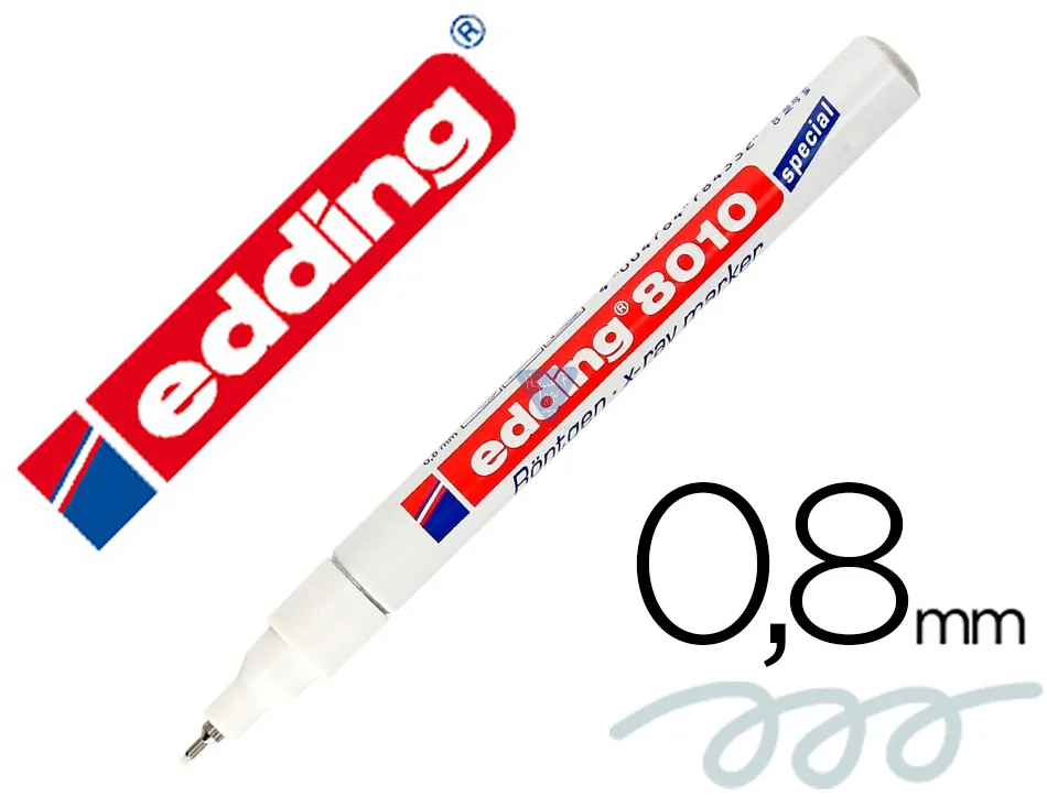 Marqueur edding e-8010 x-ray pointe ogive trait 0.8mm photo/radio hôpitaux résistant eau lumière abrasion blanc opaque