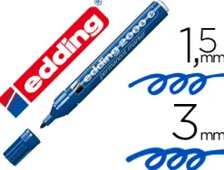 Marqueur edding permanent e2000c pointe ogive tracé 1.5/3mm corps aluminium encre faible odeur séchage rapide bleu