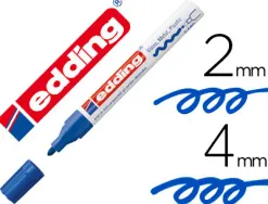 Marqueur edding permanent peinture e750 pointe moyenne 2/4mm encre laquée opaque tous supports résistant chaleur bleu