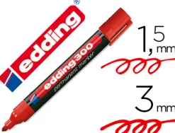 Marqueur edding permanent e300 pointe ogive tracé 1.5/3mm corps plastique coloris rouge