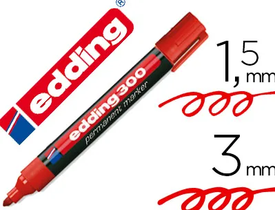 Marqueur edding permanent e300 pointe ogive tracé 1.5/3mm corps plastique coloris rouge