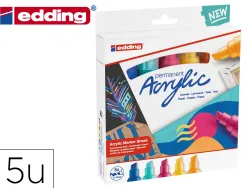 Marqueur edding permanent acrylic 5000 pointe biseautee trait 5/10mm coloris assortis boite 5 unites