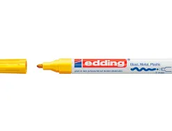 Marqueur edding permanent peinture e750 pointe moyenne 2/4mm encre laquée opaque tous supports résistant chaleur jaune