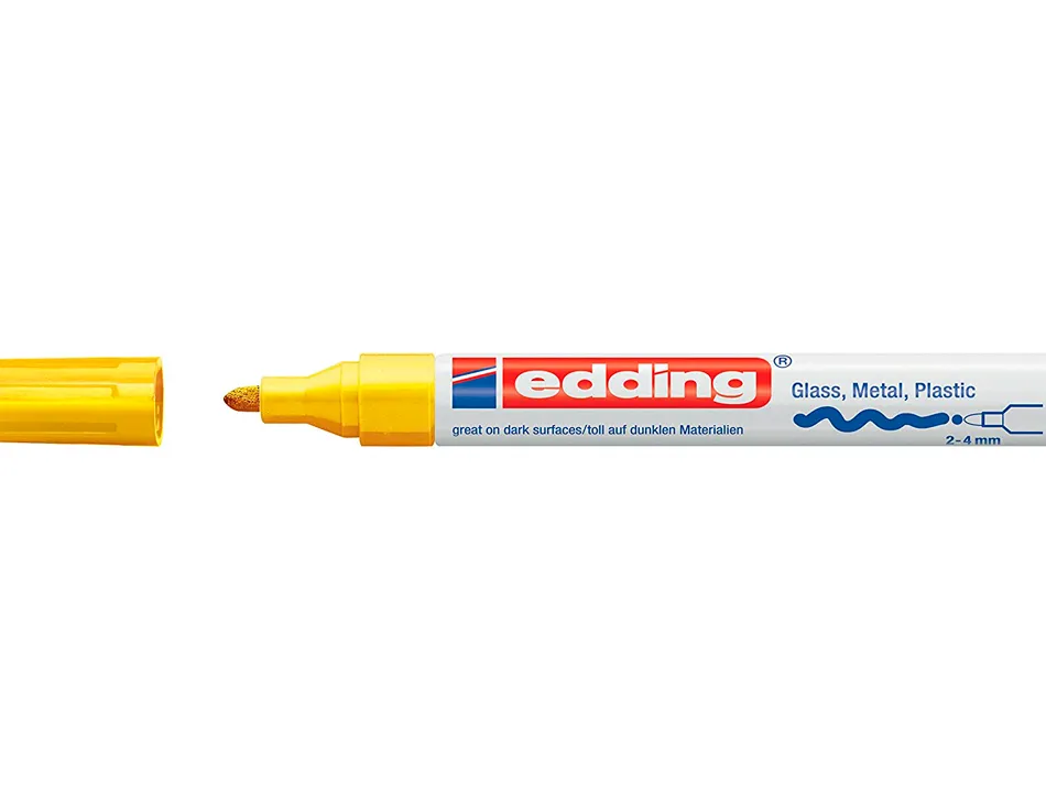 Marqueur edding permanent peinture e750 pointe moyenne 2/4mm encre laquée opaque tous supports résistant chaleur jaune