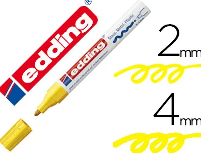 Marqueur edding permanent peinture e750 pointe moyenne 2/4mm encre laquée opaque tous supports résistant chaleur jaune