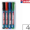 Marqueur edding permanent chevalet e380 pointe ogive tracé 1.5/3mm corps plastique spécial flipchart 4 unités assorties