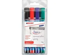 Marqueur edding permanent chevalet e380 pointe ogive tracé 1.5/3mm corps plastique spécial flipchart 4 unités assorties