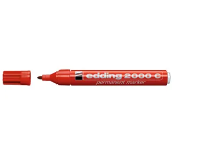 Marqueur edding permanent e2000c pointe ogive tracé 1.5/3mm corps aluminium encre faible odeur séchage rapide rouge