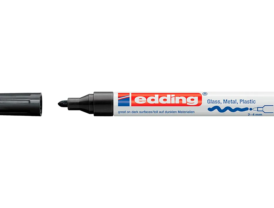 Marqueur edding permanent peinture e750 pointe moyenne 2/4mm encre laquée opaque tous supports résistant chaleur noir