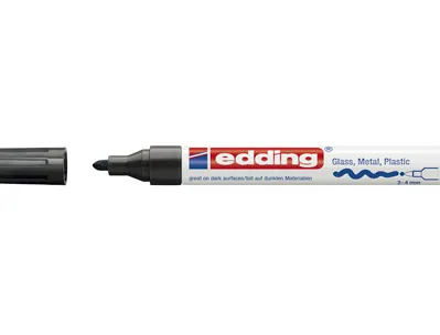 Marqueur edding permanent peinture e750 pointe moyenne 2/4mm encre laquée opaque tous supports résistant chaleur noir