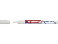 Marqueur edding permanent peinture e751 pointe fine 1/2mm encre laquée opaque tous supports résistant chaleur blanc