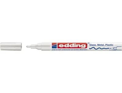 Marqueur edding permanent peinture e751 pointe fine 1/2mm encre laquée opaque tous supports résistant chaleur blanc