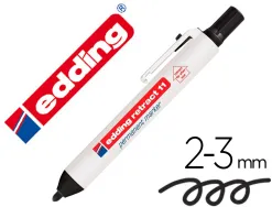 Marqueur edding permanent rétractable pointe ogive 1,5/3mm rechargeable coloris noir