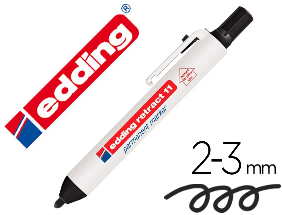 Marqueur edding permanent rétractable pointe ogive 1,5/3mm rechargeable coloris noir