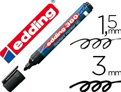 Marqueur edding permanent chevalet e380 pointe ogive tracé 1.5/3mm corps plastique spécial flipchart coloris noir