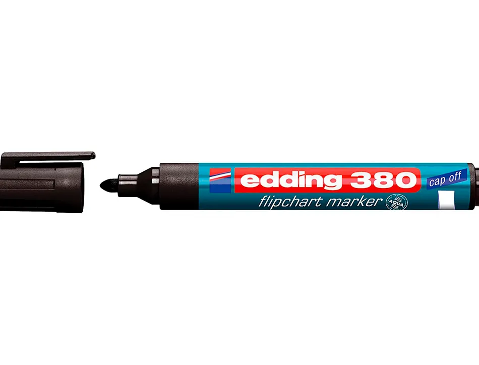Marqueur edding permanent chevalet e380 pointe ogive tracé 1.5/3mm corps plastique spécial flipchart coloris noir
