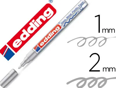 Marqueur edding permanent peinture e751 pointe fine 1/2mm encre laquée opaque tous supports résistant chaleur argent