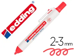 Marqueur edding permanent rétractable pointe ogive 1,5/3mm rechargeable coloris rouge