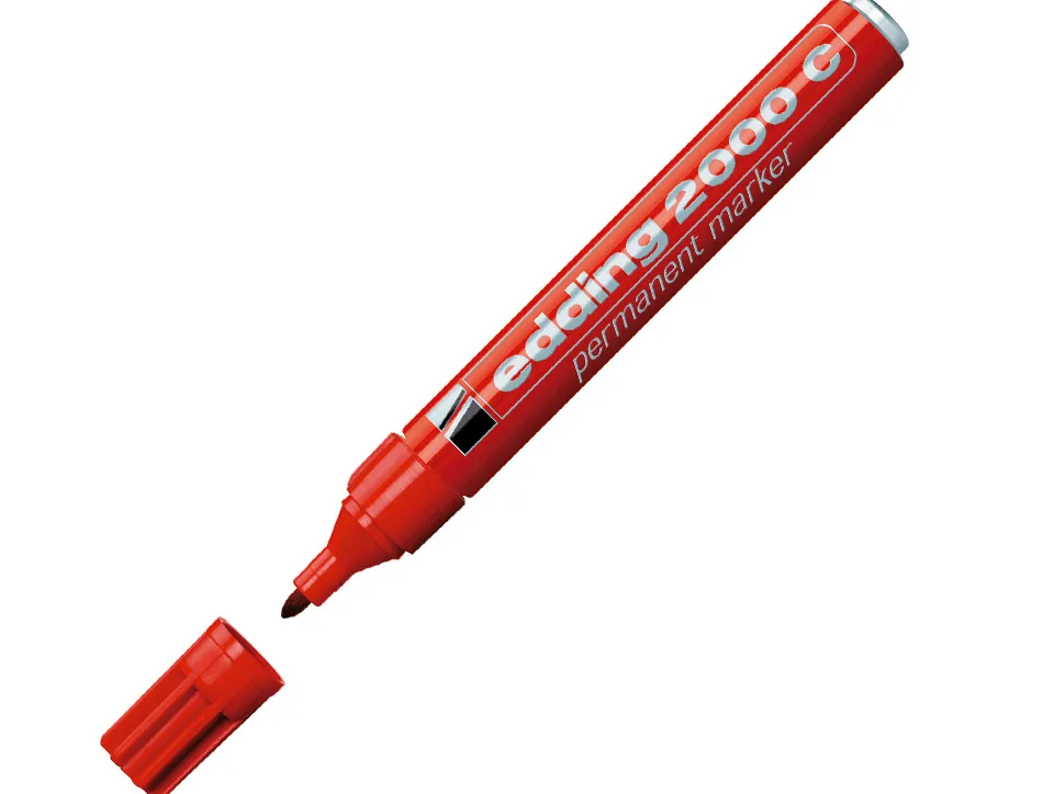 Marqueur edding permanent e2000c pointe ogive tracé 1.5/3mm corps aluminium couleurs assorties pochette 4 unités