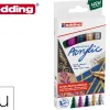 Marqueur edding permanent acrylic 5100 pointe ogive 2-3mm coloris festif assortis boite 5 unites