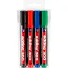 Marqueur edding permanent e300 pointe ogive tracé 1.5/3mm corps plastique pochette 4 unités assorties