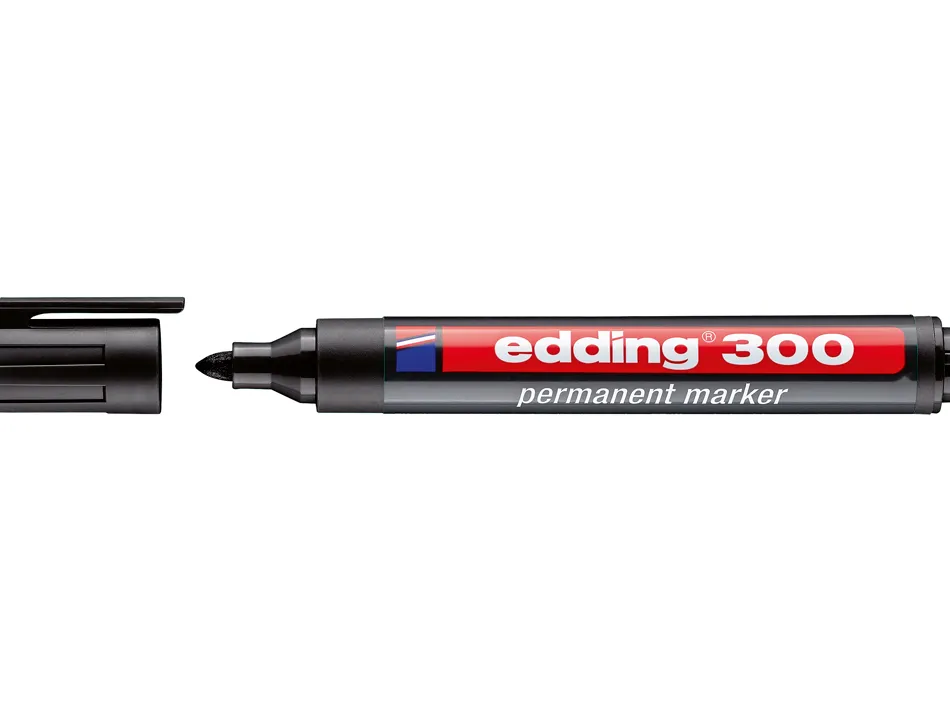 Marqueur edding permanent e300 pointe ogive tracé 1.5/3mm corps plastique coloris noir