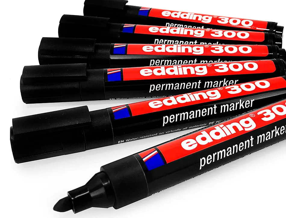 Marqueur edding permanent e300 pointe ogive tracé 1.5/3mm corps plastique coloris noir