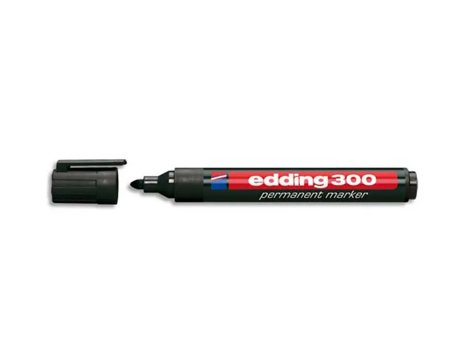 Marqueur edding permanent e300 pointe ogive tracé 1.5/3mm corps plastique coloris noir