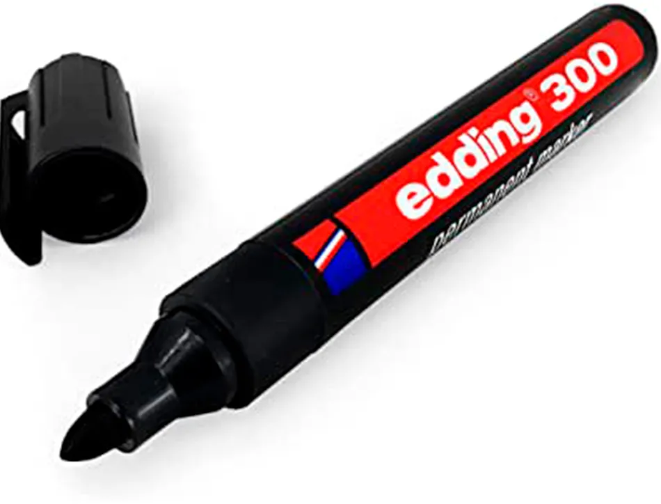 Marqueur edding permanent e300 pointe ogive tracé 1.5/3mm corps plastique coloris noir