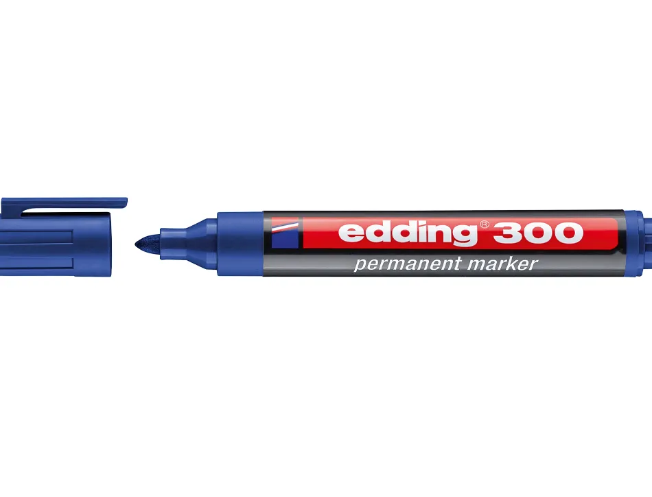 Marqueur edding permanent e300 pointe ogive tracé 1.5/3mm corps plastique coloris bleu