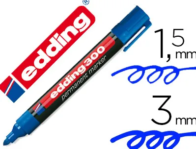 Marqueur edding permanent e300 pointe ogive tracé 1.5/3mm corps plastique coloris bleu