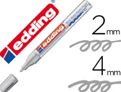 Marqueur edding permanent peinture e750 pointe moyenne 2/4mm encre laquée opaque tous supports résistant chaleur argent