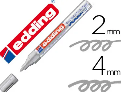 Marqueur edding permanent peinture e750 pointe moyenne 2/4mm encre laquée opaque tous supports résistant chaleur argent